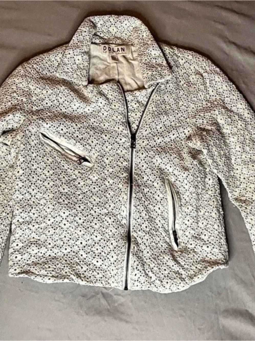 Dolan Women's White Textured Zip Jacket